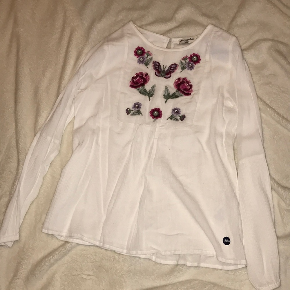 White Embroidered Peasant Top